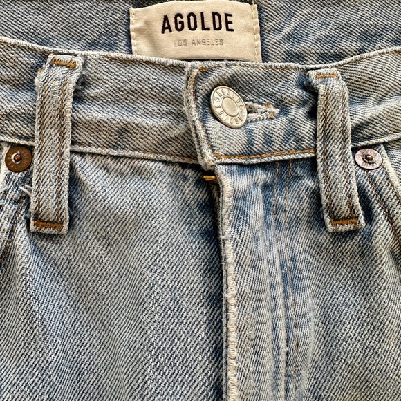 Agolde Light Blue Straight Leg Jeans - Picture 3 of 9
